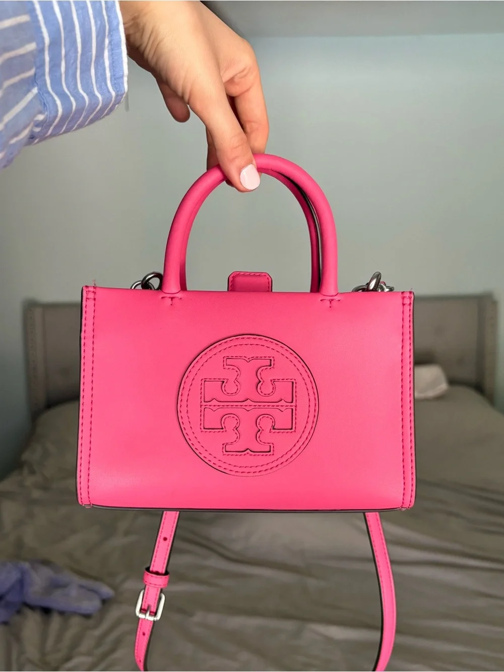Tory Burch Pink Mini Ella Tote - Picture 5 of 6